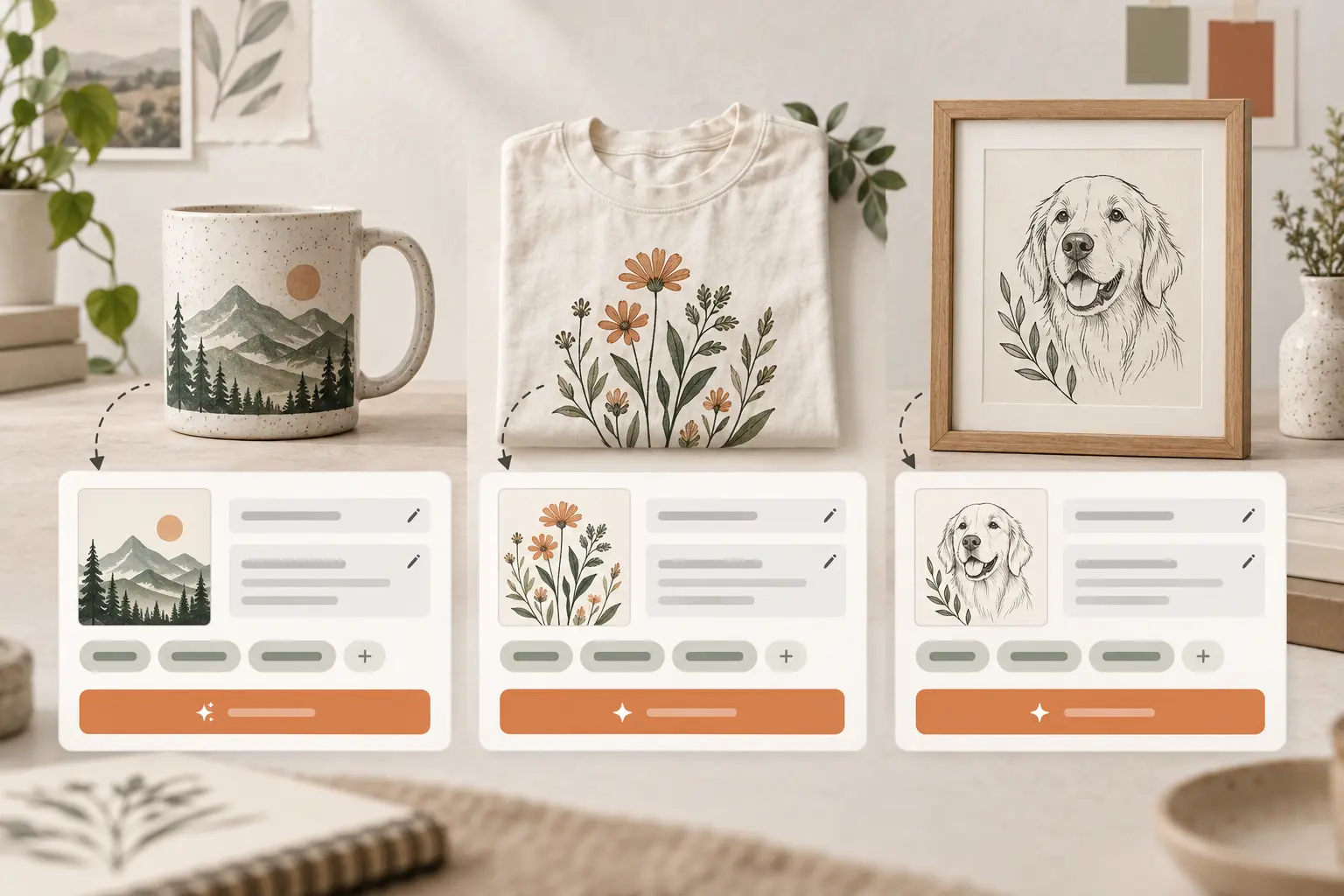 Three pieces of artwork becoming separate editable listing drafts