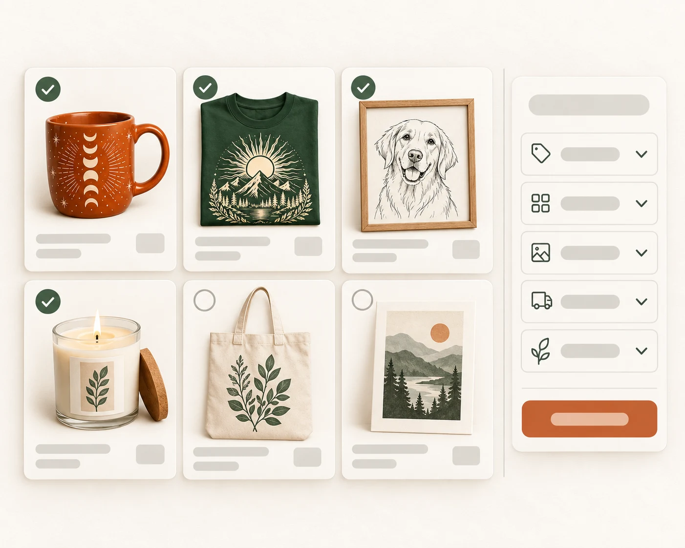 Multiple Etsy product listings selected in PaloTagz